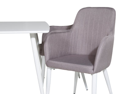 Venture Home Polar & Comfort Rektangulära Matbord 120 x 75 Vit + Matstolar 2-pack Grå