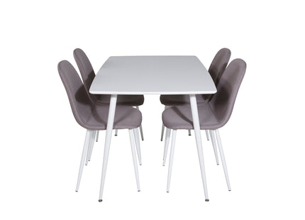 Venture Home Polar Rektangulära Matbord 120 x 75 Vit + Matstolar 2-pack Grå