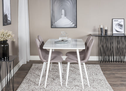 Venture Home Polar Rektangulära Matbord 120 x 75 Vit + Matstolar 2-pack Grå