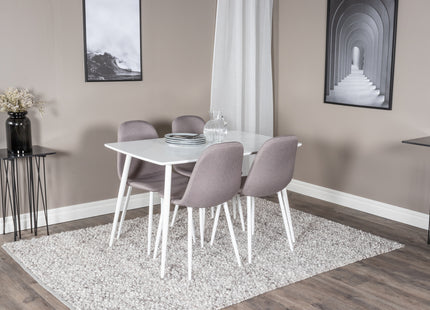 Venture Home Polar Rektangulära Matbord 120 x 75 Vit + Matstolar 2-pack Grå