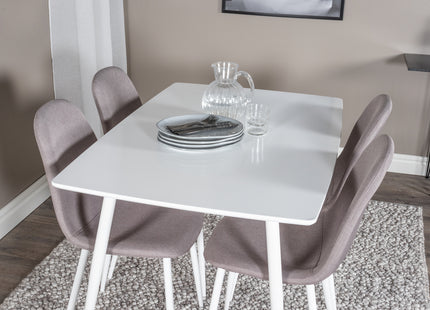 Venture Home Polar Rektangulära Matbord 120 x 75 Vit + Matstolar 2-pack Grå