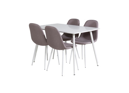Venture Home Polar Rektangulära Matbord 120 x 75 Vit + Matstolar 2-pack Grå