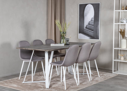 Venture Home Marina & Polar Rektangulära Matbord 180 x 90 Grå + Matstolar 2-pack Grå