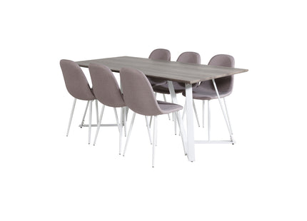 Venture Home Marina & Polar Rektangulära Matbord 180 x 90 Grå + Matstolar 2-pack Grå