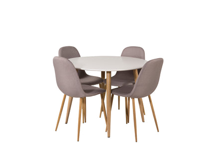 Venture Home Polar & Plaza Matstolar 2-pack Grå + Runda Matbord ⌀100 Vit