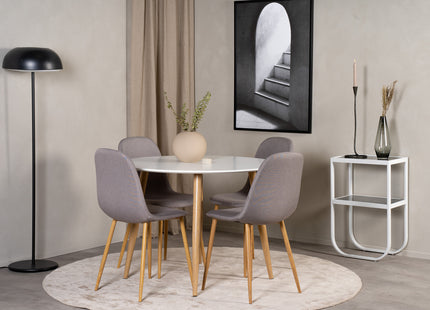 Venture Home Polar & Plaza Matstolar 2-pack Grå + Runda Matbord ⌀100 Vit
