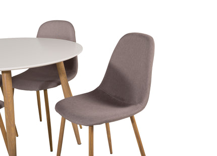 Venture Home Polar & Plaza Matstolar 2-pack Grå + Runda Matbord ⌀100 Vit