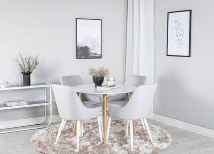 Venture Home Plaza Matstolar 2-pack Grå + Runda Matbord ⌀100 Vit