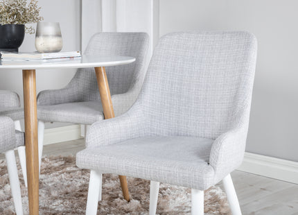 Venture Home Plaza Matstolar 2-pack Grå + Runda Matbord ⌀100 Vit