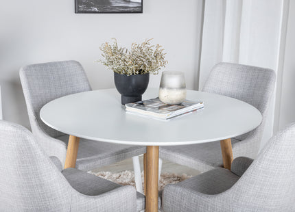 Venture Home Plaza Matstolar 2-pack Grå + Runda Matbord ⌀100 Vit