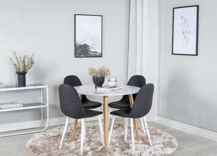 Venture Home Polar & Plaza Matstolar 2-pack Svart + Runda Matbord ⌀100 Vit