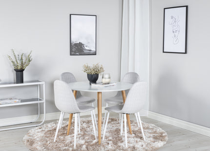 Venture Home Polar & Plaza Matstolar 2-pack Grå + Runda Matbord ⌀100 Vit