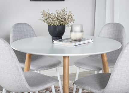 Venture Home Polar & Plaza Matstolar 2-pack Grå + Runda Matbord ⌀100 Vit