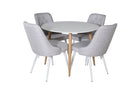 Venture Home Velvet Deluxe & Plaza Matstolar 2-pack Ljusgrå + Runda Matbord ⌀100 Vit
