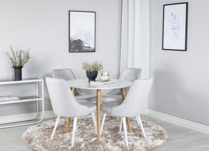 Venture Home Velvet Deluxe & Plaza Matstolar 2-pack Ljusgrå + Runda Matbord ⌀100 Vit