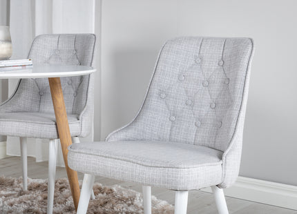 Venture Home Velvet Deluxe & Plaza Matstolar 2-pack Ljusgrå + Runda Matbord ⌀100 Vit