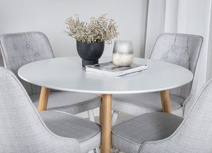Venture Home Velvet Deluxe & Plaza Matstolar 2-pack Ljusgrå + Runda Matbord ⌀100 Vit