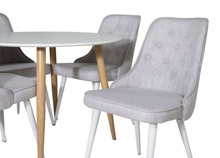Venture Home Velvet Deluxe & Plaza Matstolar 2-pack Ljusgrå + Runda Matbord ⌀100 Vit