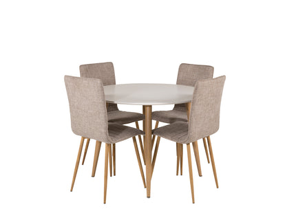 Venture Home Windu & Plaza Matstolar 2-pack Ljusgrå + Runda Matbord ⌀100 Vit