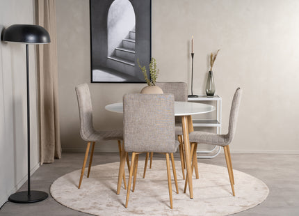 Venture Home Windu & Plaza Matstolar 2-pack Ljusgrå + Runda Matbord ⌀100 Vit