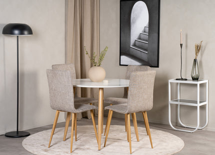 Venture Home Windu & Plaza Matstolar 2-pack Ljusgrå + Runda Matbord ⌀100 Vit