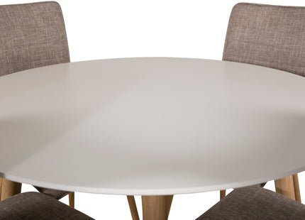 Venture Home Windu & Plaza Matstolar 2-pack Ljusgrå + Runda Matbord ⌀100 Vit