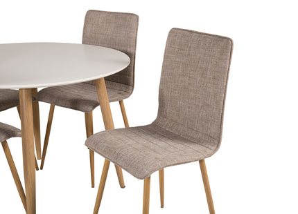 Venture Home Windu & Plaza Matstolar 2-pack Ljusgrå + Runda Matbord ⌀100 Vit