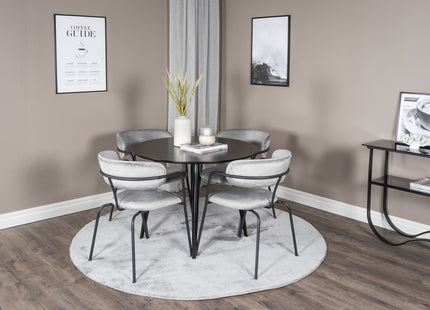 Venture Home Arrow & Plaza Matstolar 2-pack Grå + Runda Matbord ⌀100 Svart