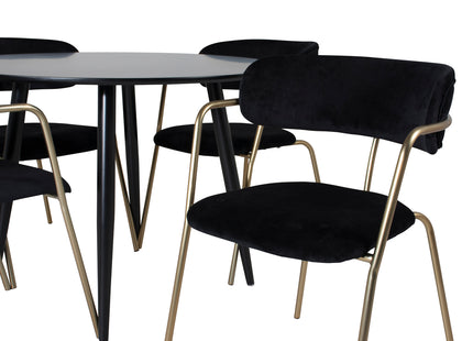 Venture Home Arrow & Plaza Matstolar 2-pack Svart + Runda Matbord ⌀100 Svart