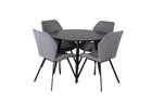 Venture Home Gemma & Plaza Matstolar 2-pack Grå + Runda Matbord ⌀100 Svart