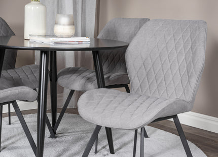 Venture Home Gemma & Plaza Matstolar 2-pack Grå + Runda Matbord ⌀100 Svart