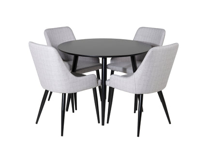 Venture Home Plaza Matstolar 2-pack Grå + Runda Matbord ⌀100 Svart