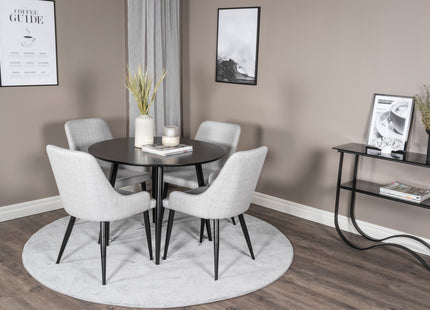 Venture Home Plaza Matstolar 2-pack Grå + Runda Matbord ⌀100 Svart