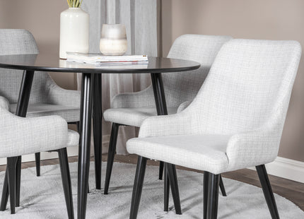 Venture Home Plaza Matstolar 2-pack Grå + Runda Matbord ⌀100 Svart