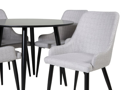 Venture Home Plaza Matstolar 2-pack Grå + Runda Matbord ⌀100 Svart