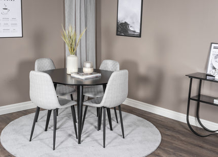 Venture Home Polar & Plaza Matstolar 2-pack Grå + Runda Matbord ⌀100 Svart