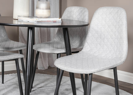 Venture Home Polar & Plaza Matstolar 2-pack Grå + Runda Matbord ⌀100 Svart