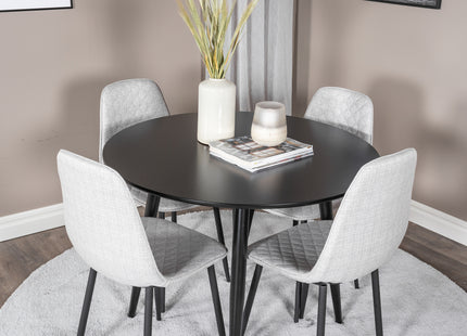 Venture Home Polar & Plaza Matstolar 2-pack Grå + Runda Matbord ⌀100 Svart
