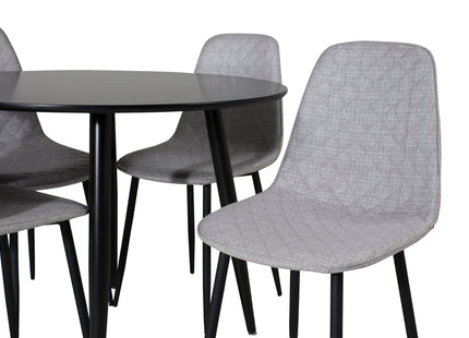 Venture Home Polar & Plaza Matstolar 2-pack Grå + Runda Matbord ⌀100 Svart
