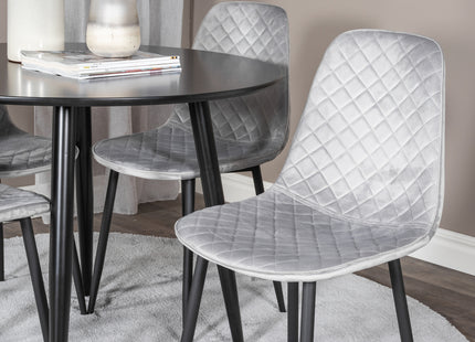 Venture Home Polar & Plaza Matstolar 2-pack Grå + Runda Matbord ⌀100 Svart