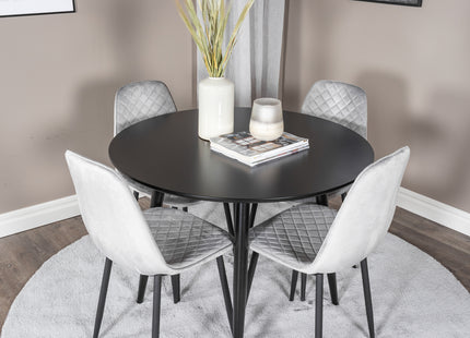 Venture Home Polar & Plaza Matstolar 2-pack Grå + Runda Matbord ⌀100 Svart