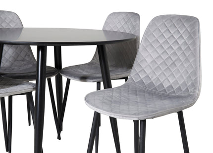 Venture Home Polar & Plaza Matstolar 2-pack Grå + Runda Matbord ⌀100 Svart