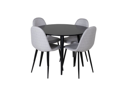 Venture Home Polar & Plaza Matstolar 2-pack Grå + Runda Matbord ⌀100 Svart