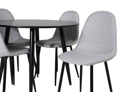Venture Home Polar & Plaza Matstolar 2-pack Grå + Runda Matbord ⌀100 Svart