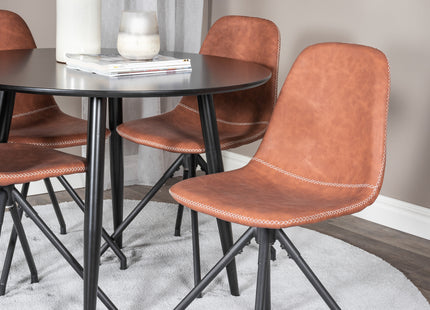 Venture Home Polar & Plaza Matstolar 2-pack Brun + Runda Matbord ⌀100 Svart