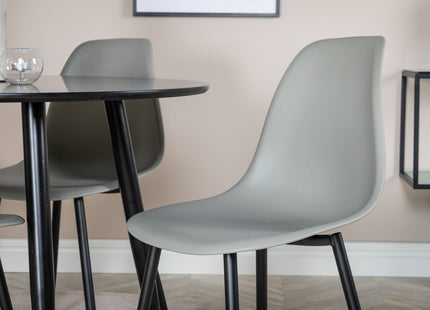 Venture Home Polar & Plaza Matstolar 2-pack Grå + Runda Matbord ⌀100 Svart
