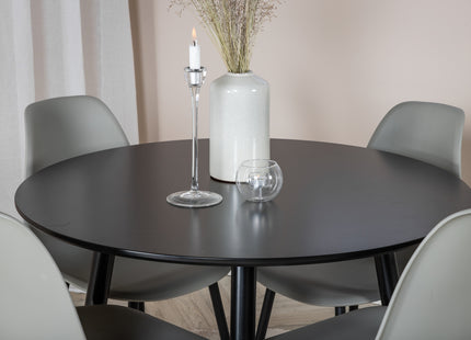 Venture Home Polar & Plaza Matstolar 2-pack Grå + Runda Matbord ⌀100 Svart