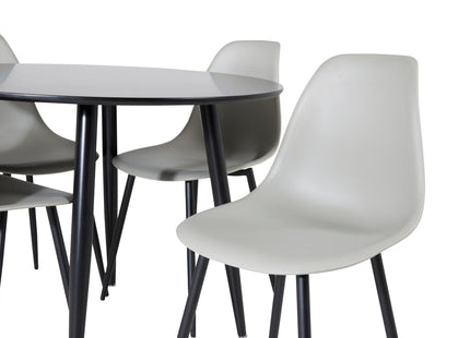 Venture Home Polar & Plaza Matstolar 2-pack Grå + Runda Matbord ⌀100 Svart