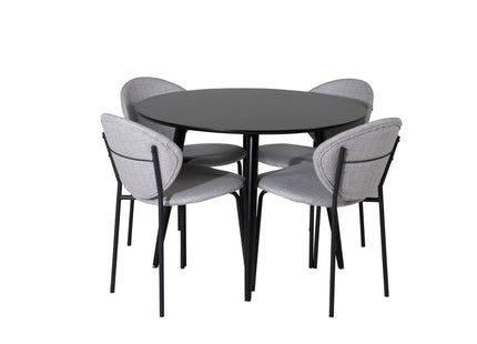 Venture Home Vault & Plaza Matstolar 2-pack Grå + Runda Matbord ⌀100 Svart