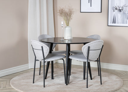 Venture Home Vault & Plaza Matstolar 2-pack Grå + Runda Matbord ⌀100 Svart